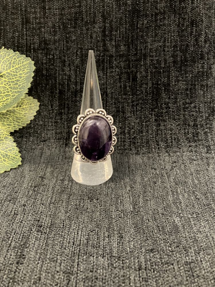Amethyst Ring- Sterling Silver over Brass