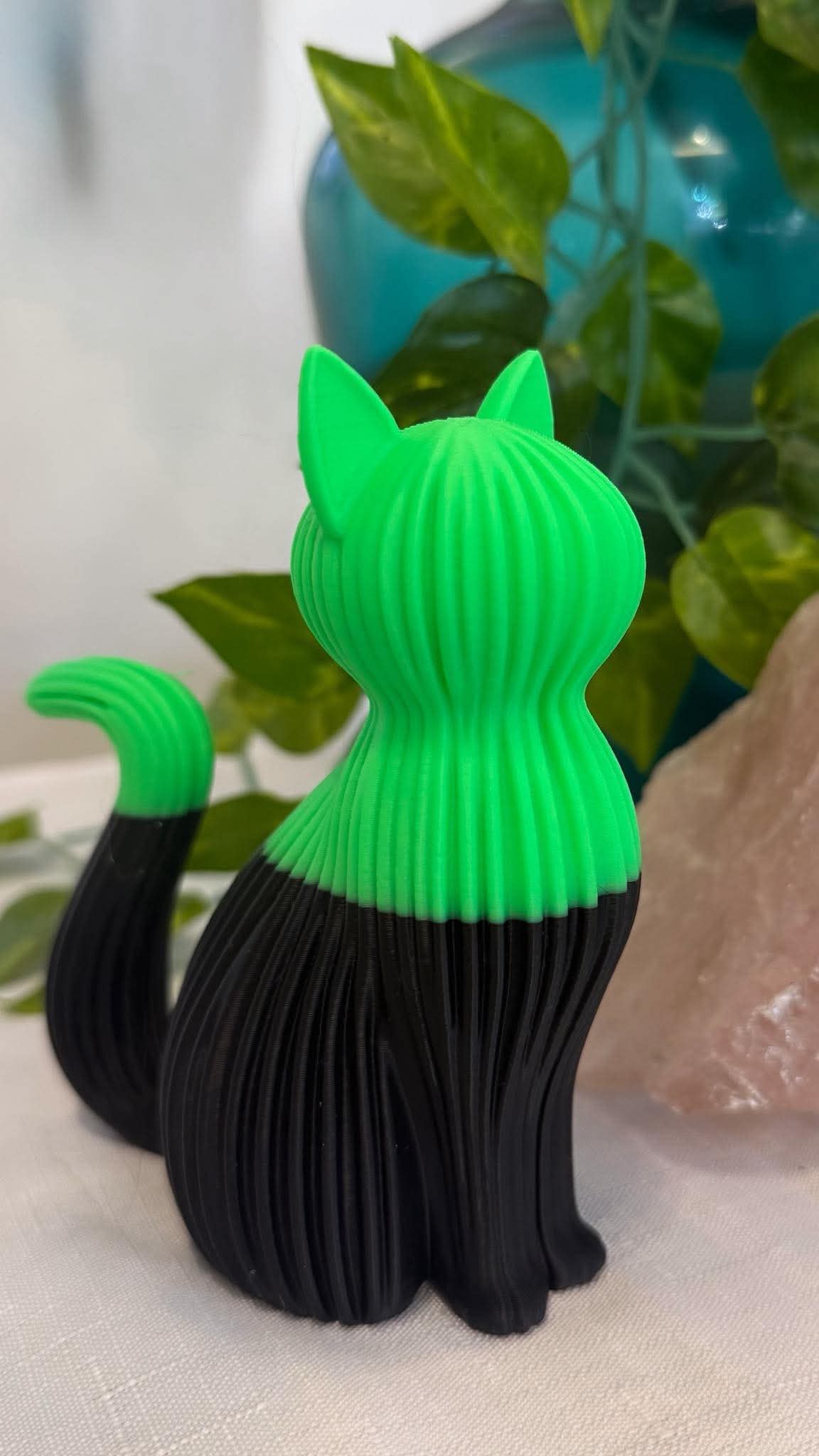 3D Print Black and Green Cat