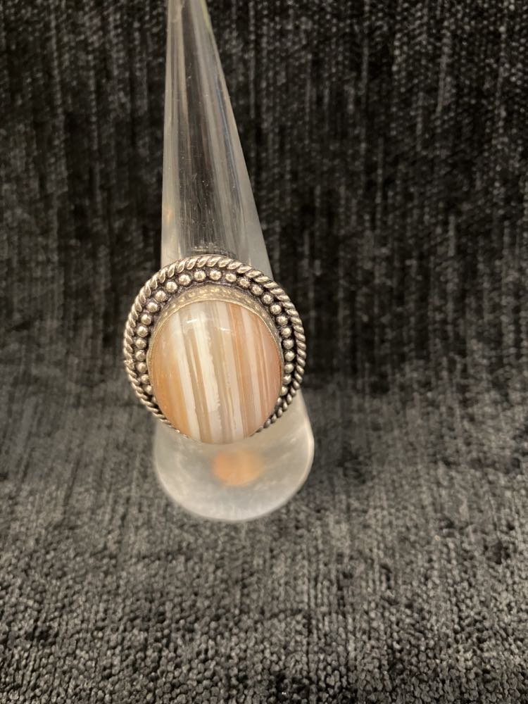 Banded Agate Rings - Sterling Silver over Brass