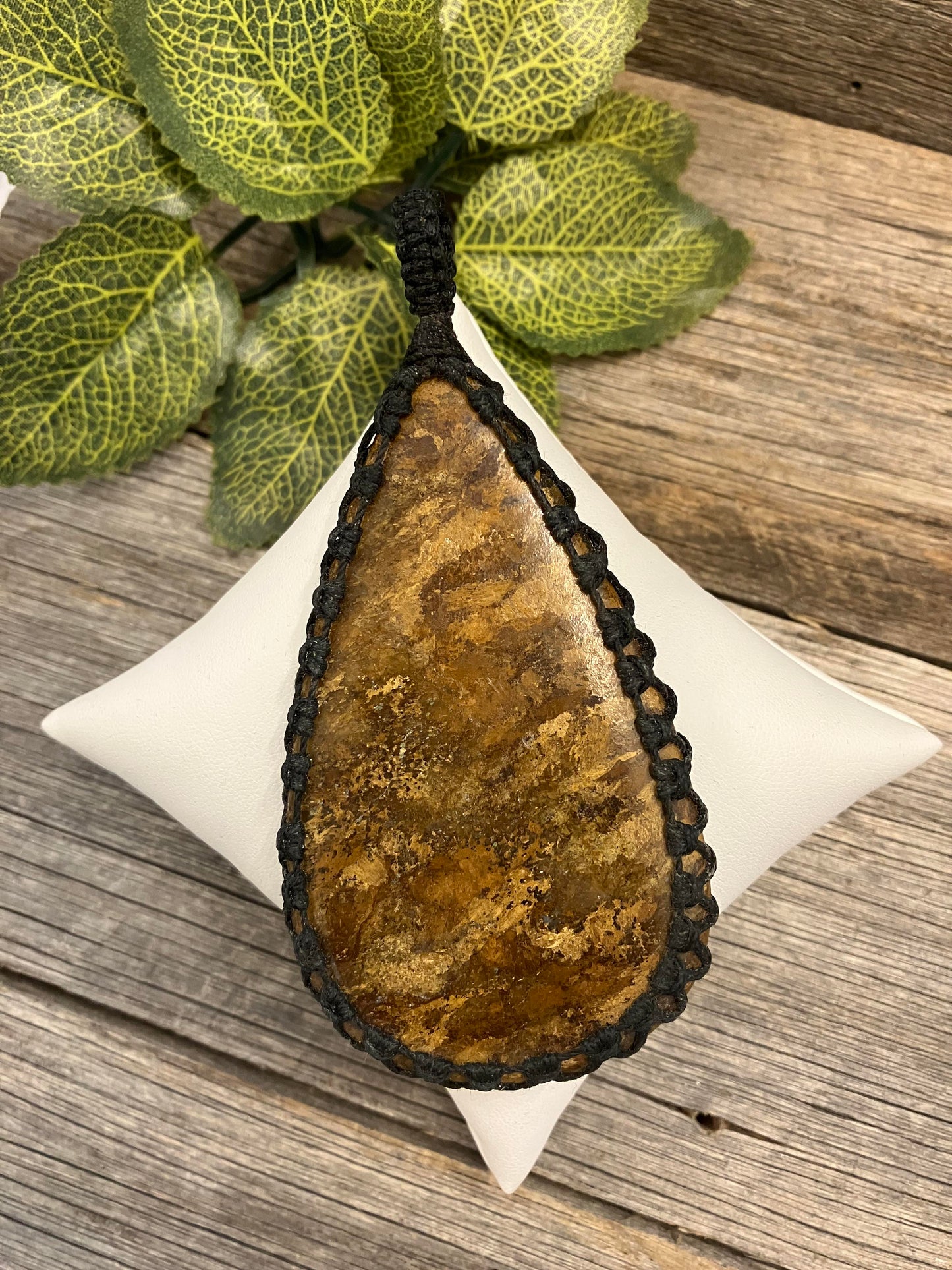Bronzite Macrame Pendant Necklace