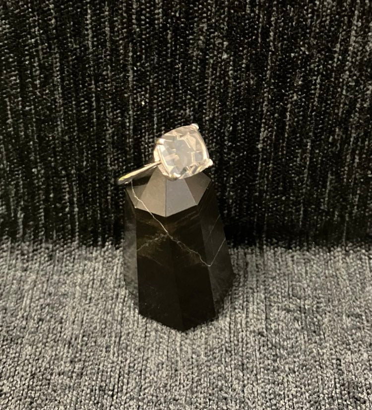 Clear Quartz Ring - Sterling Silver - Adjustable Band