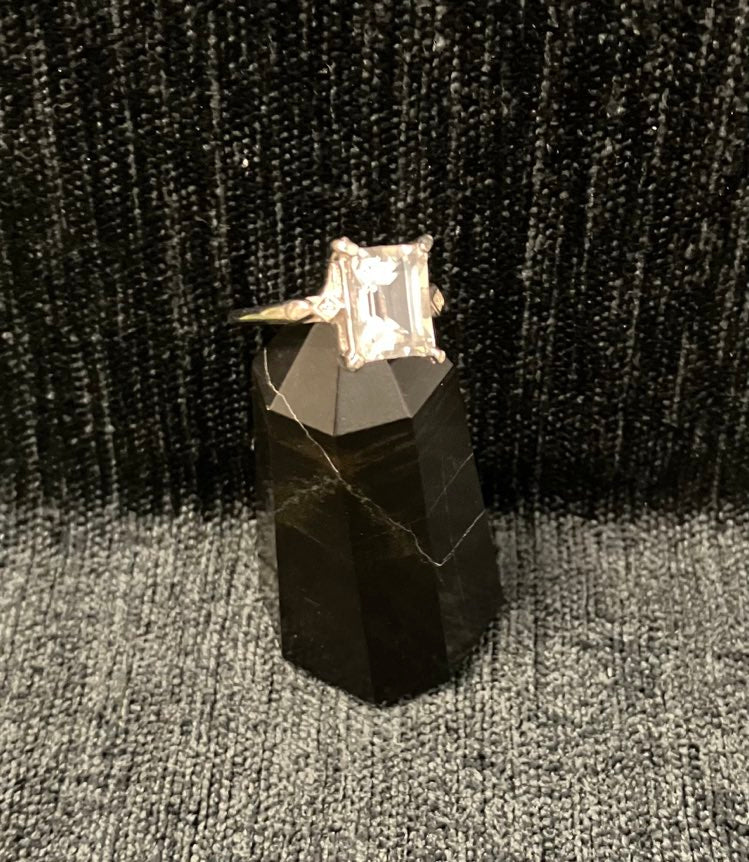 Clear Quartz Ring - Sterling Silver - Adjustable Band