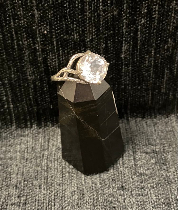 Clear Quartz Ring - Sterling Silver - Adjustable Band