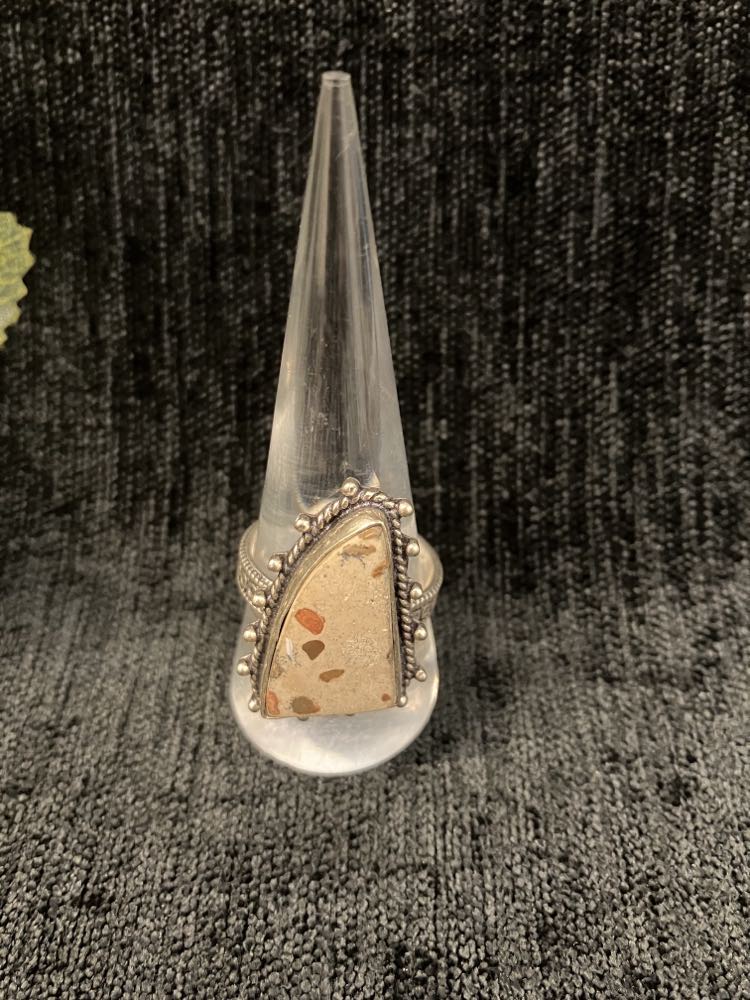 Confetti Agate Ring - Sterling Silver over Brass