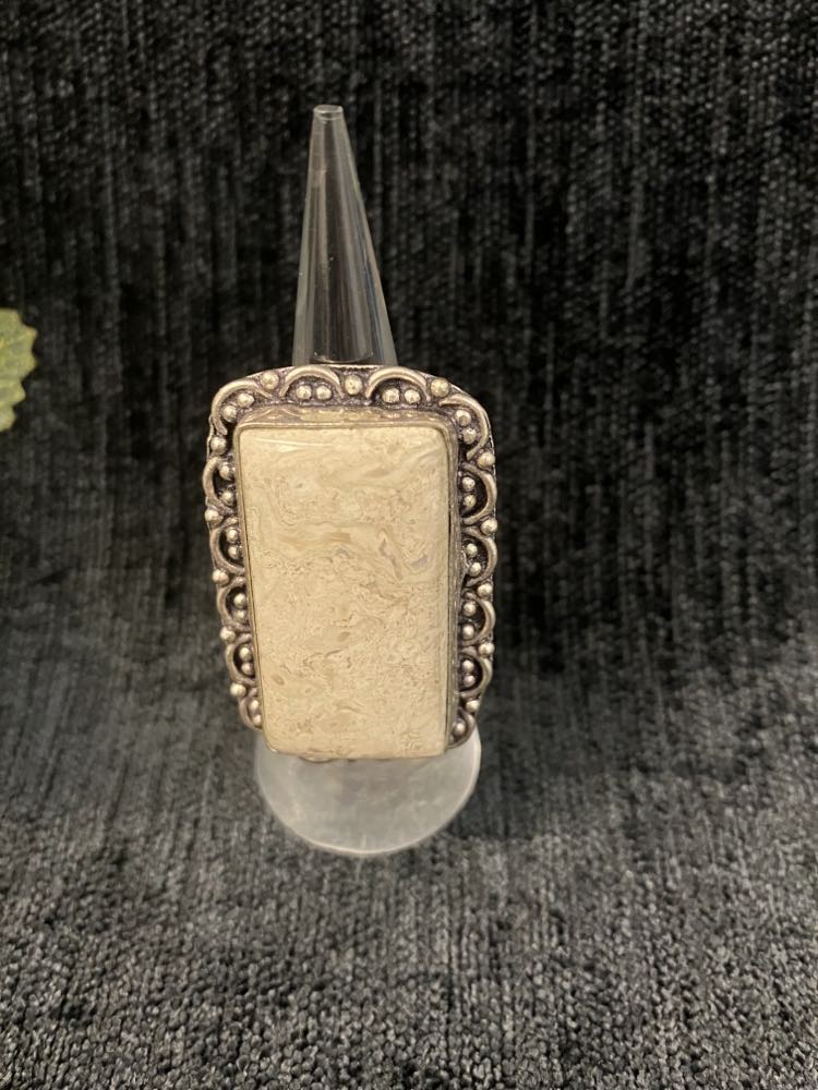 Coral Fossil Ring - Sterling Silver over Brass