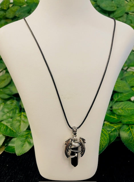 Black Obsidian Dragon- Necklace
