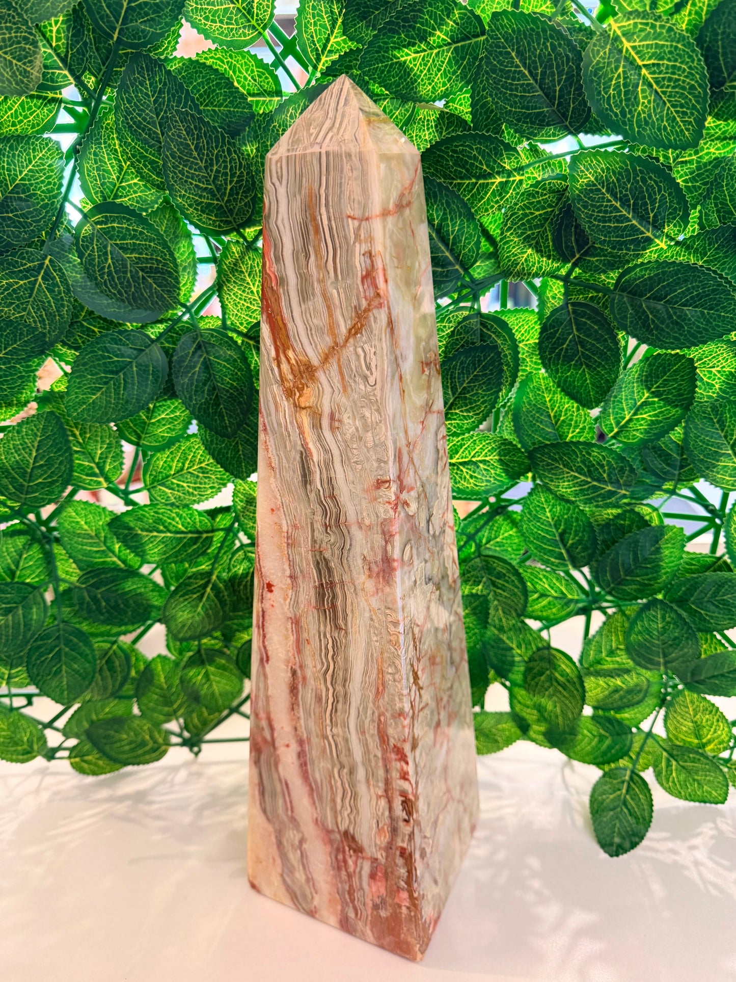 Green onyx crystal point - Large