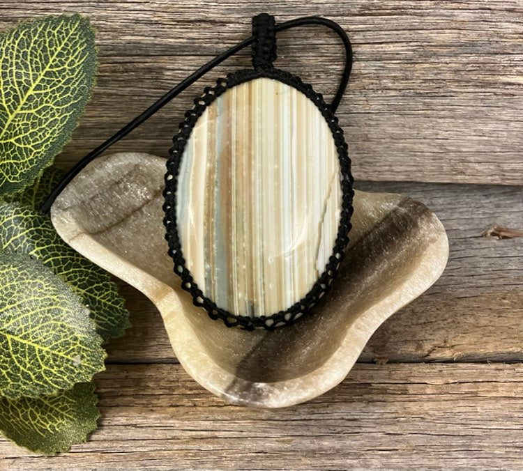 Macrame Necklace with gemstone Pendant