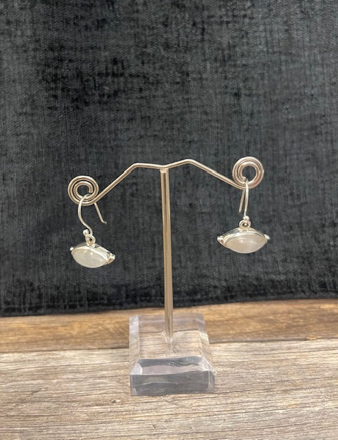 Moonstone - elongated oval drop earrings