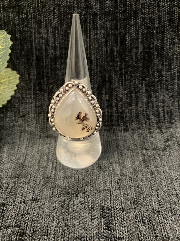 Moss Agate Ring - Sterling Silver over Brass