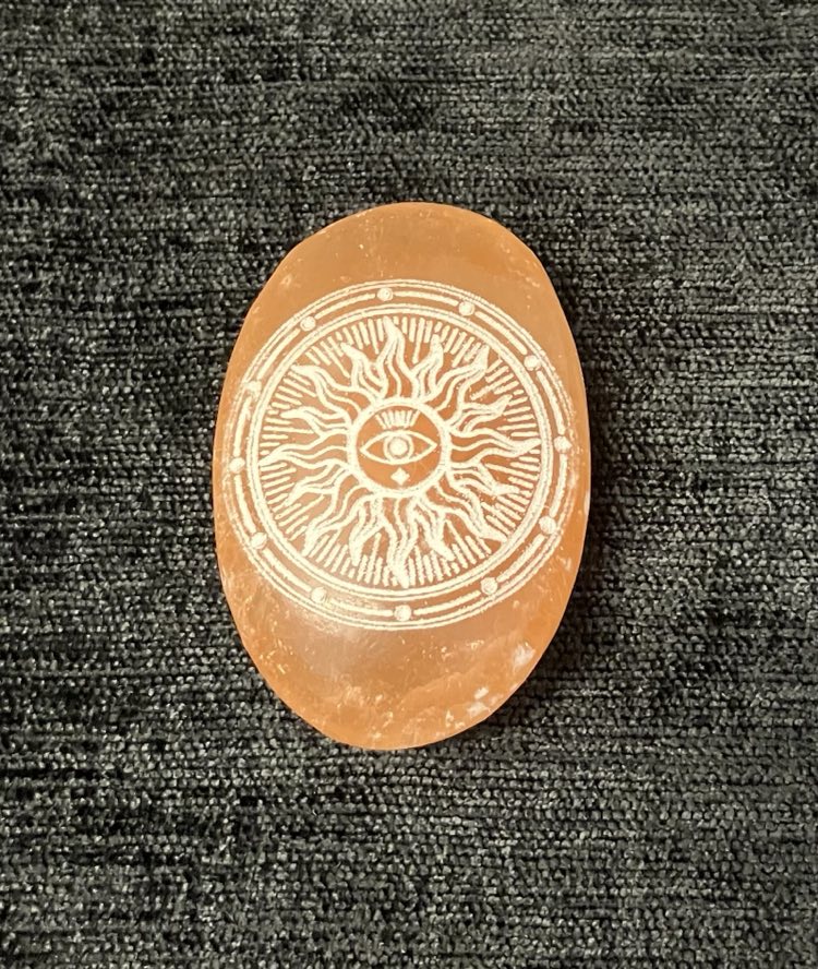 Peach Selenite Palm Stone