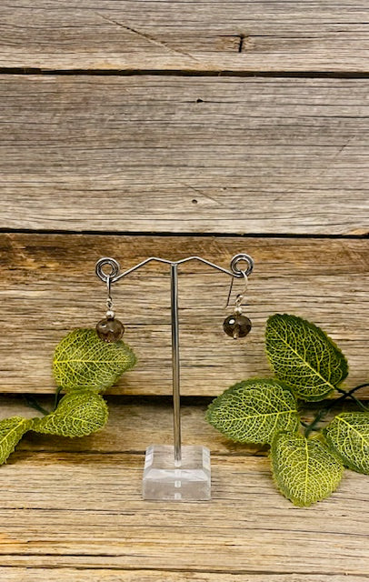 Smokey quartz round earrings