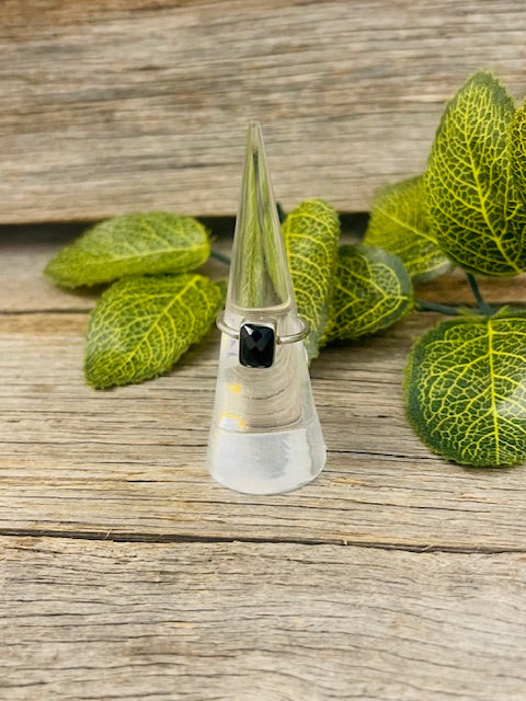 Black onyx square ring