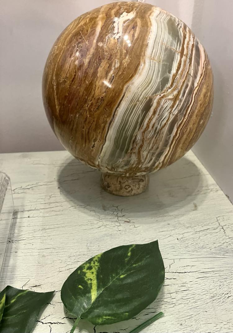 Green Onyx Sphere with Stand