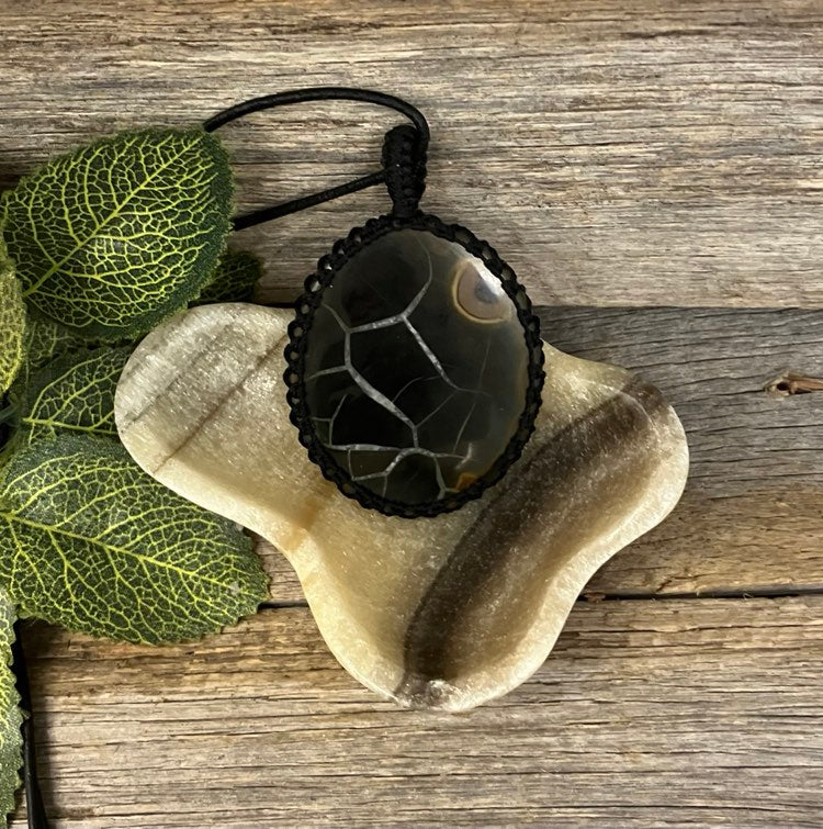 Macrame Necklace with gemstone Pendant