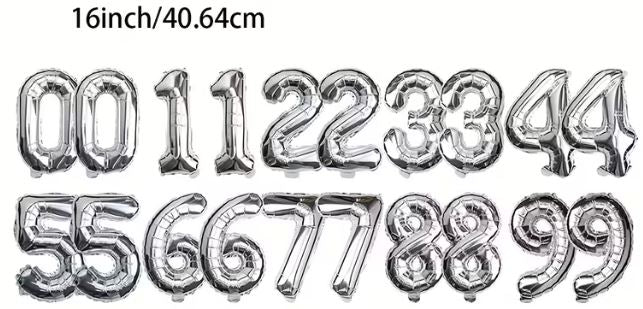 Mini Silver Foil Number Balloons - 40.64cm