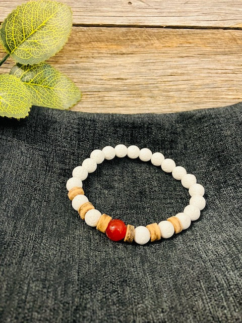 White lava stone + gem bracelet