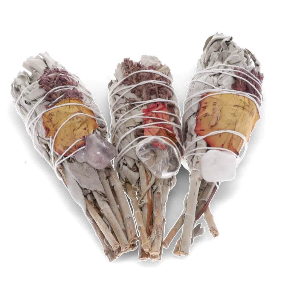 White Sage Torch Lavender, wild flowers and quartz