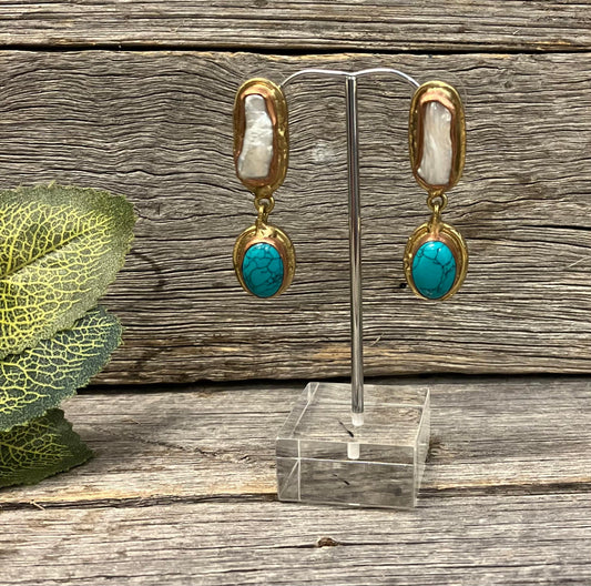 Mother of Pearl and Turquoise Earrings