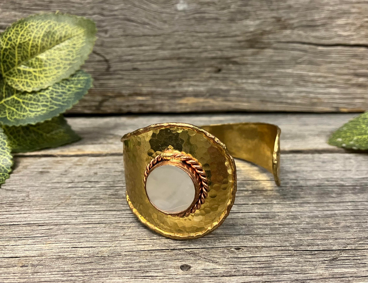 Mother of Pearl Brass Cuff