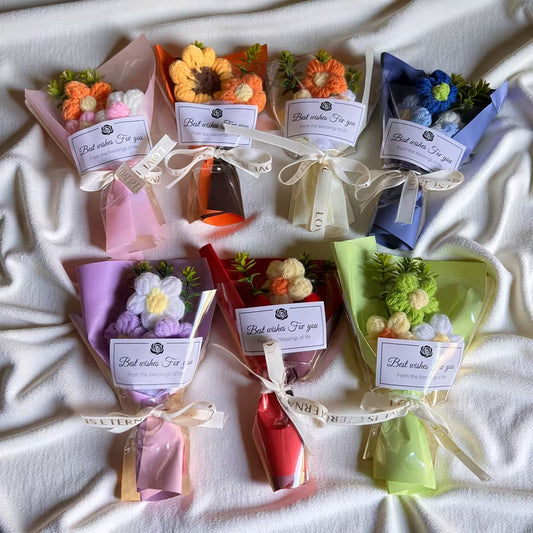Handmade Mini Crochet Flower Bouquets