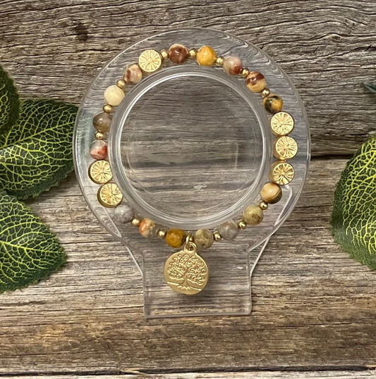 Agate And Jasper Tree of Life Bracelet