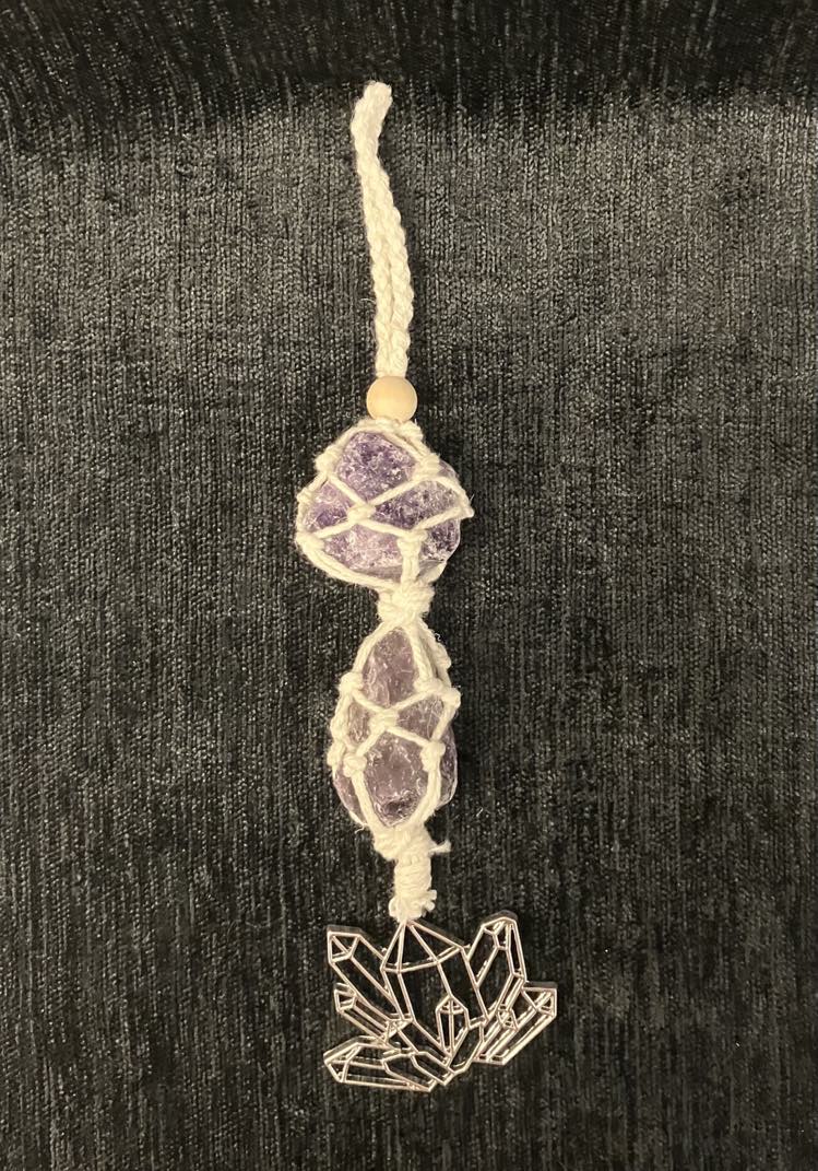 Macramé Crystal Hangers with Crystal Cluster Charm