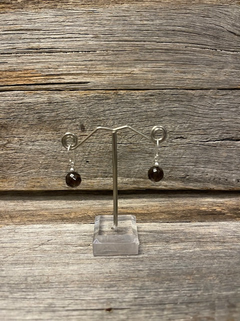 Brown gem drop earrings