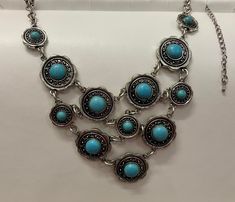 Dress necklace with died Howlite Stones