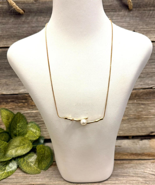 Pearl bar branch necklace