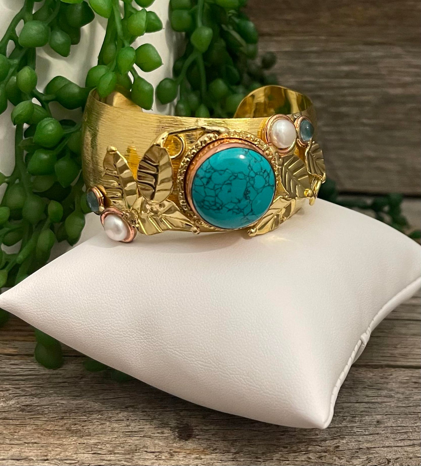 Gold and Turquoise Dress Bracelet