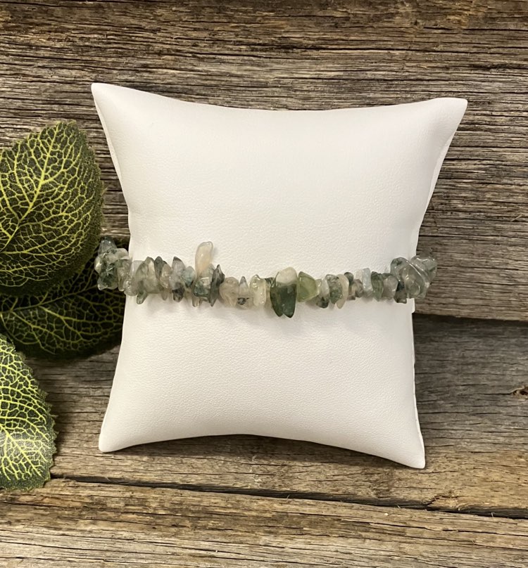 Green Moss Agate Chip Bracelet