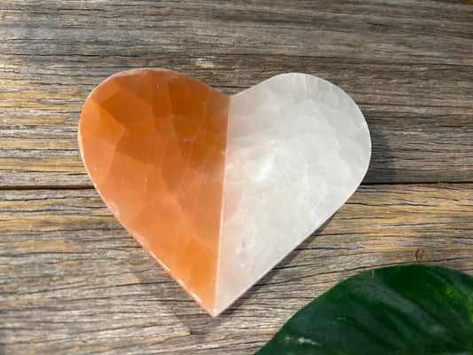 Peach Selenite Heart