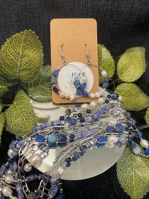 Lapis Lazuli - Silver necklace and earring set
