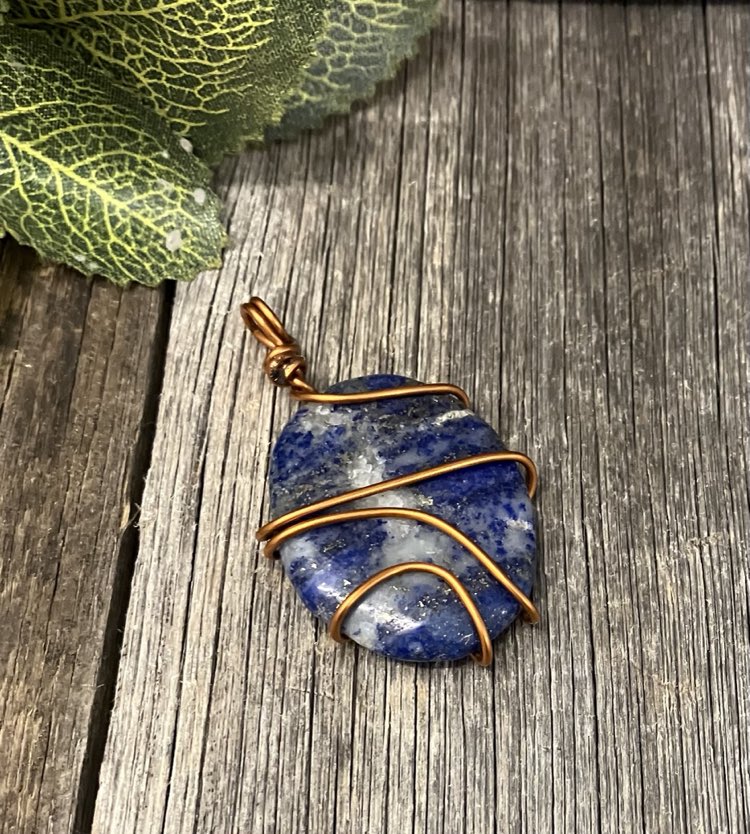 Lapis Lazuli Copper Wire wrapped pendant.