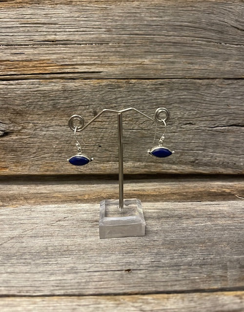Lapis Lazuli - Elongated oval drop earrings