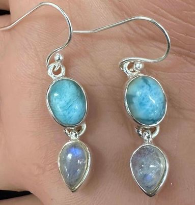 Larimar & Moonstone Sterling silver Earrings