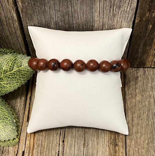 Mahogany Obsidian Bead Bracelet