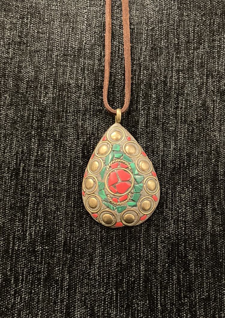 Malachite & Red Jasper Copper Pendant