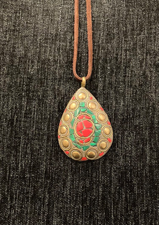 Malachite & Red Jasper Copper Pendant