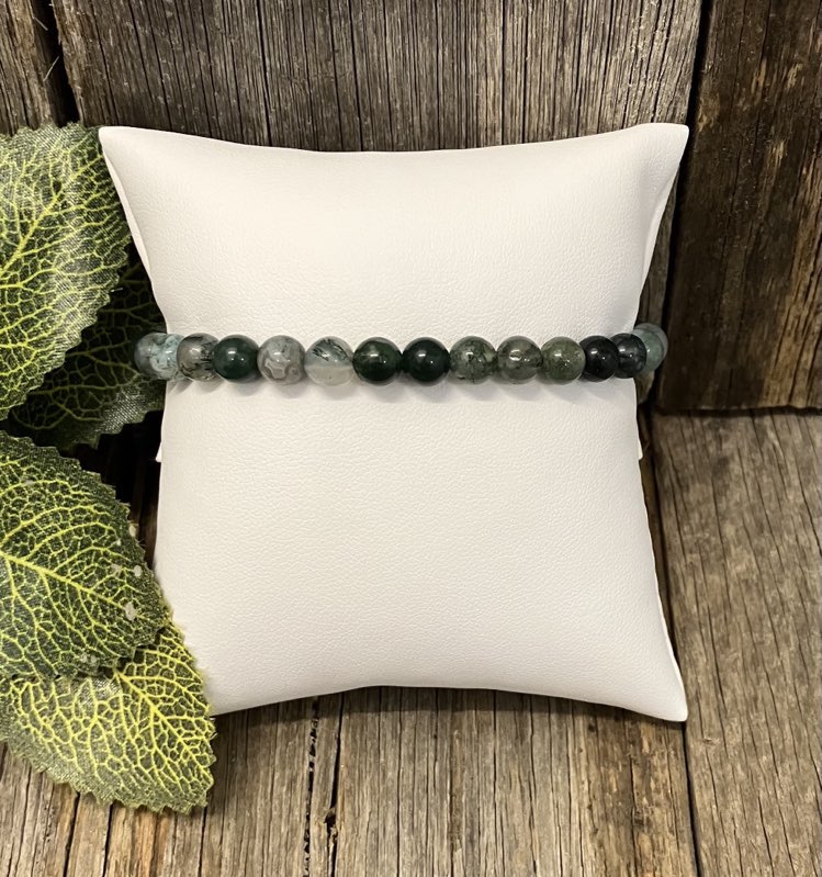 Moss Agate Bead Bracelet