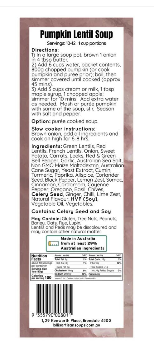 Lolli's Pumpkin & Lentil Soup