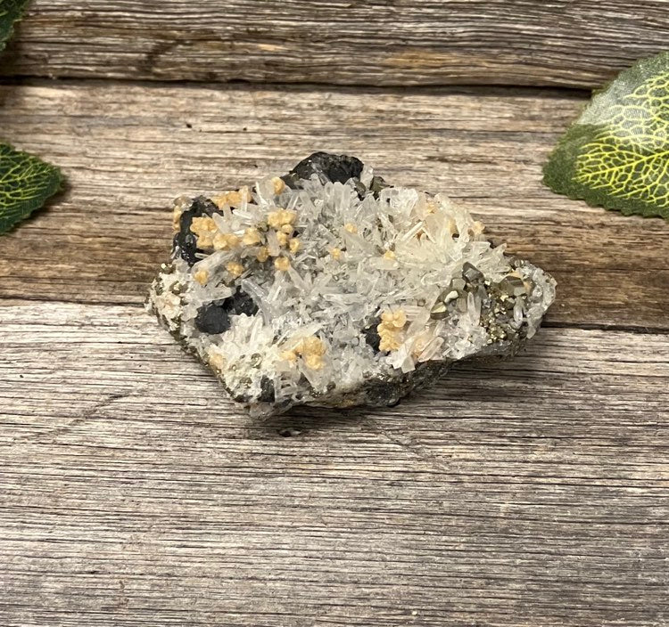 Quartz Crystal with Pyrite and Sphalerite