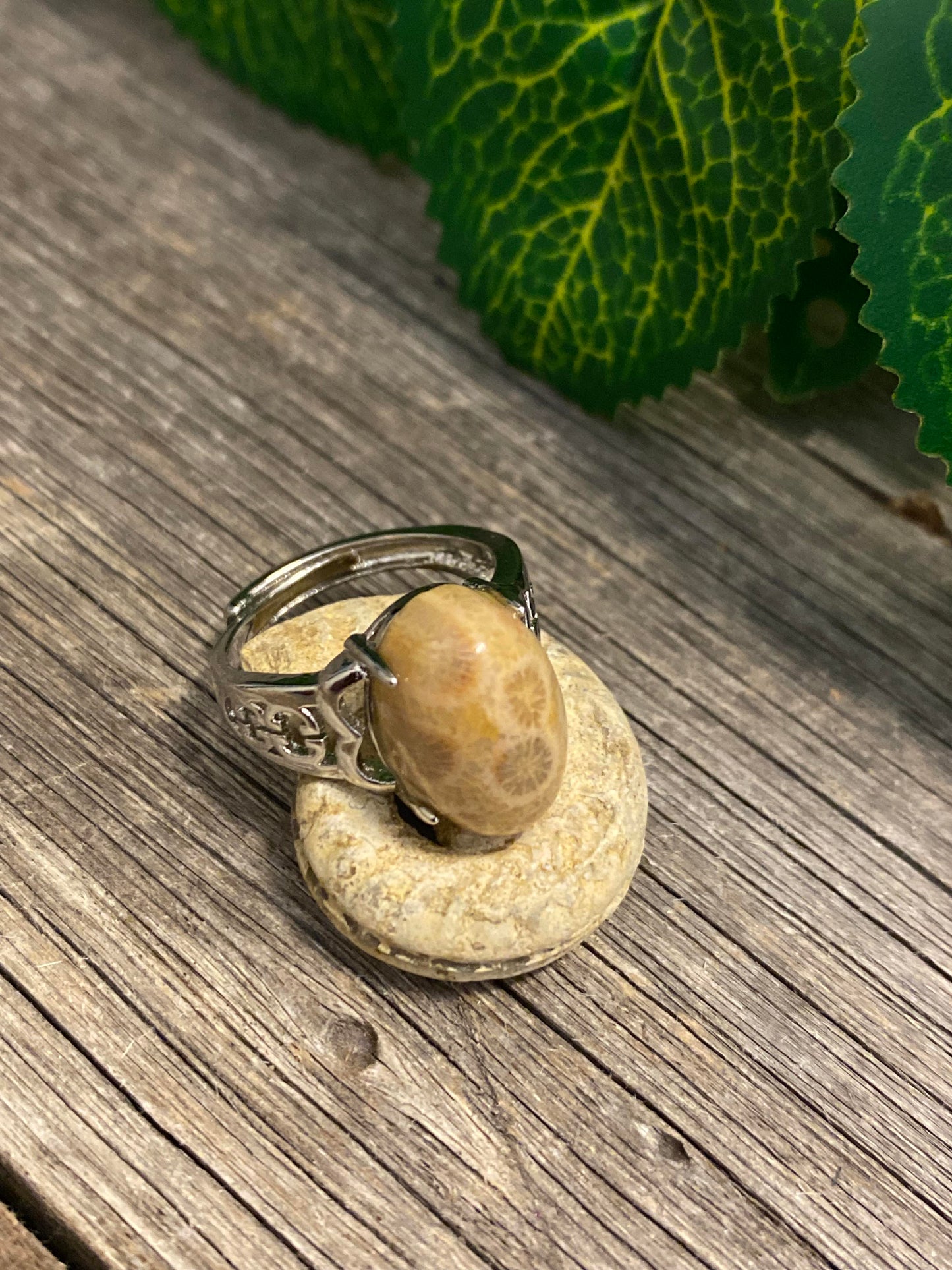 Coral Jade Ring