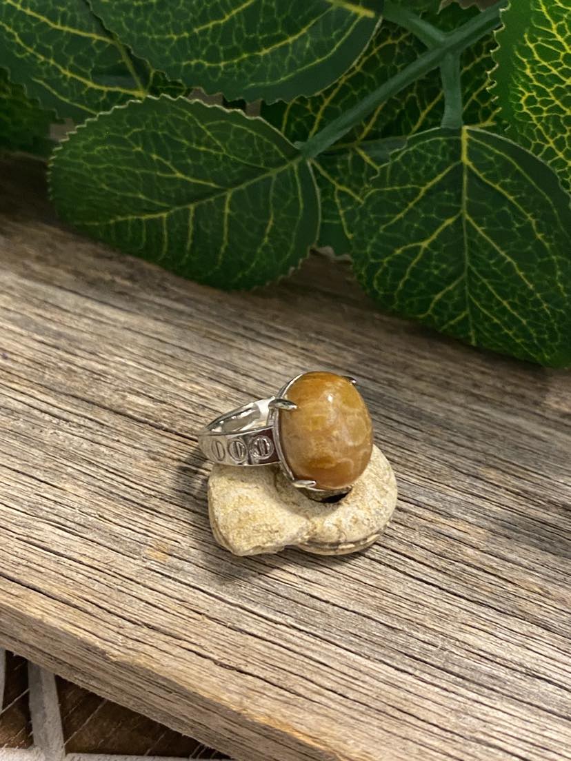 Coral Agate Ring