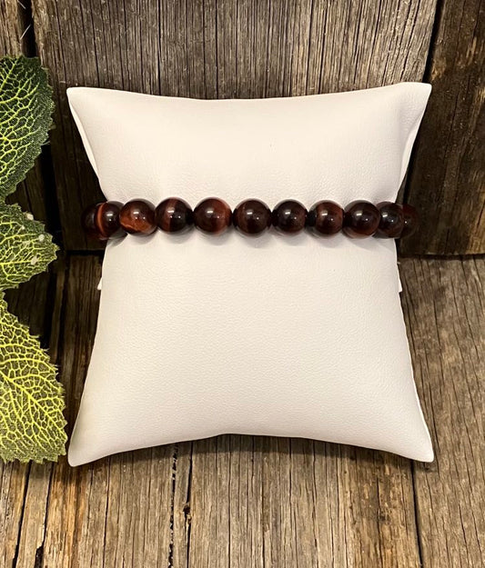 Red Tigers Eye Bead Bracelet