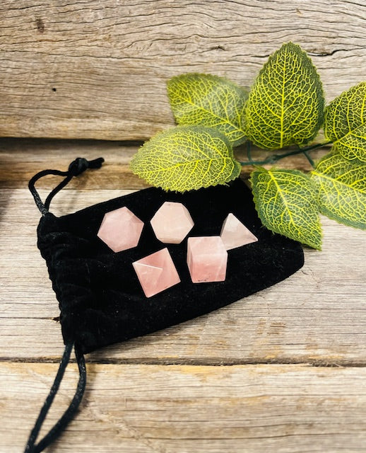 Rose quartz geometric set