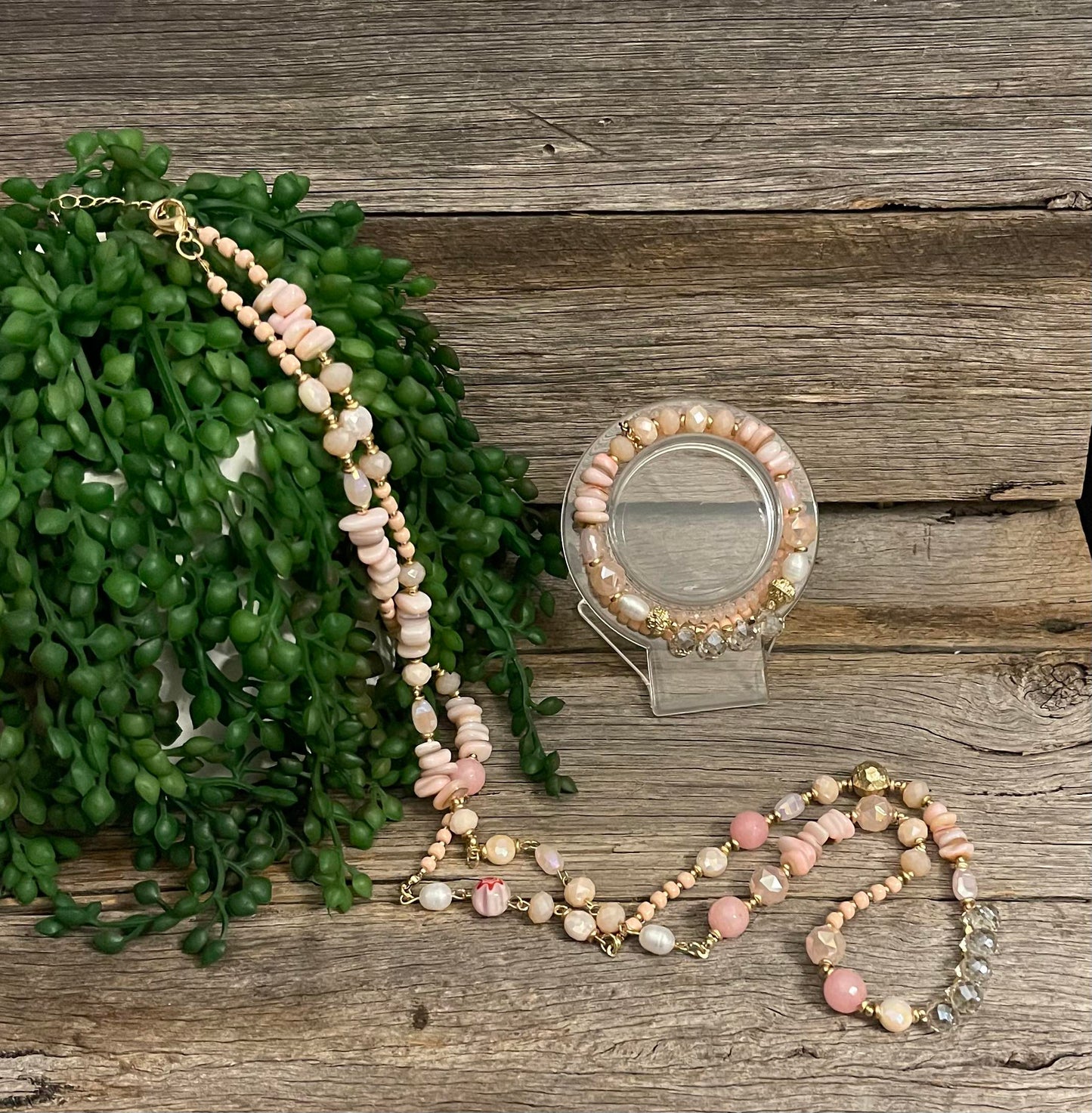 Fresh Water Pearls and Faceted Set