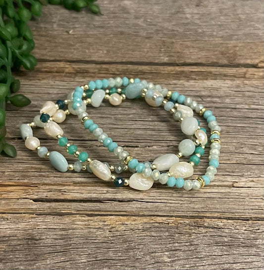 Fresh Water Pearl Natural Stone Turquoise Bracelet