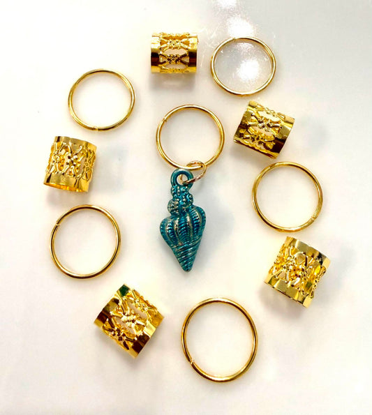 Blue Shell Hair Charm Set